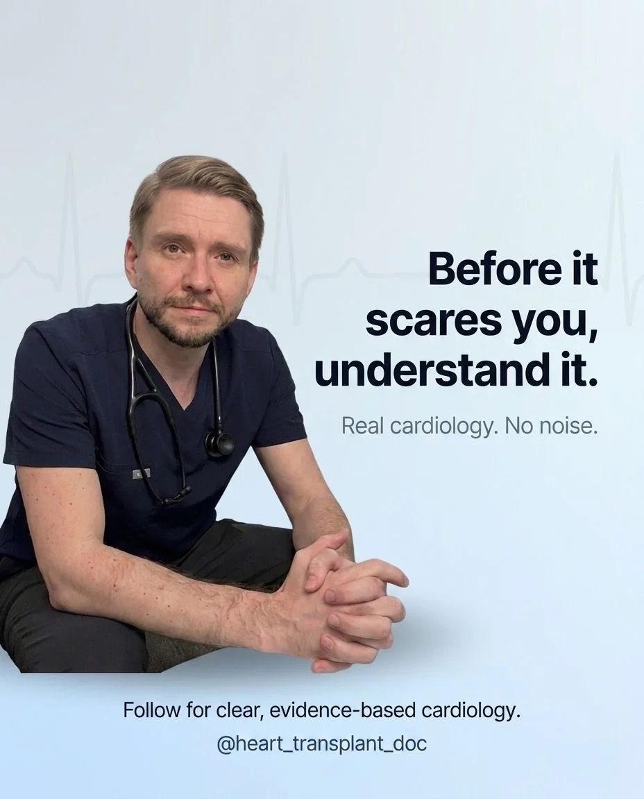 His own post: Before it scares you, understand it. Real cardiology. No noise. @heart_transplant_doc